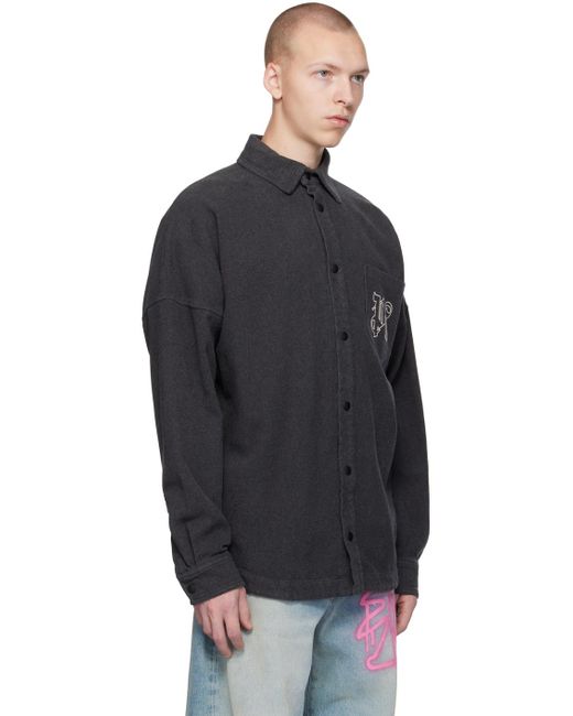 Palm Angels Black Monogram Shirt for men