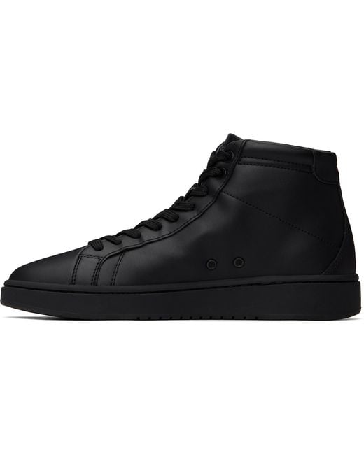 HUGO Black Faux-Leather High-Top Sneakers for men