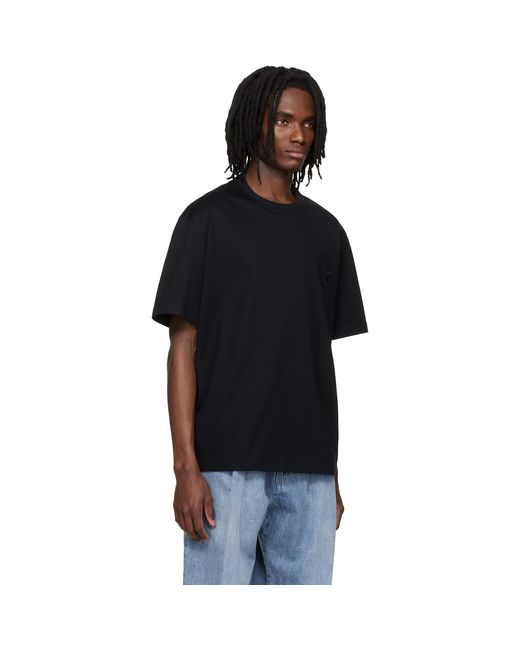 Wooyoungmi Black Flower Back Logo T-Shirt for men