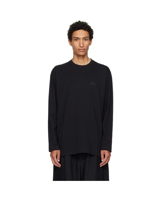 Y-3 Black Logo Long Sleeve T-Shirt for men