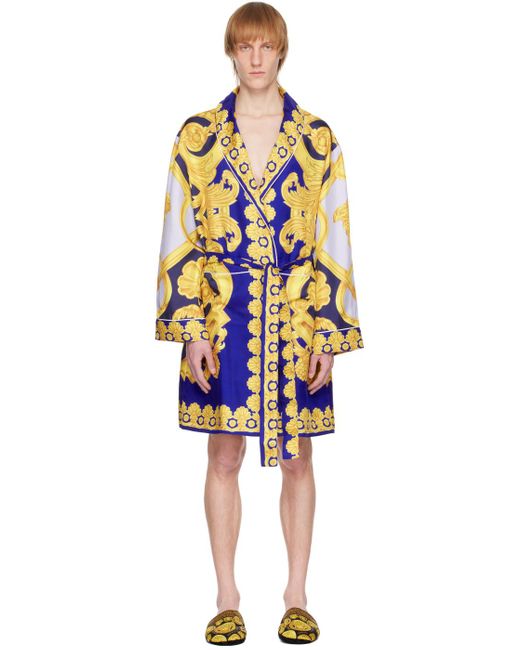 black and yellow versace robe