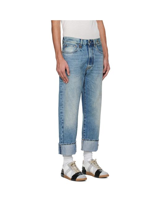 R13 Blue Cuffed X-Boyfriend Jeans for men