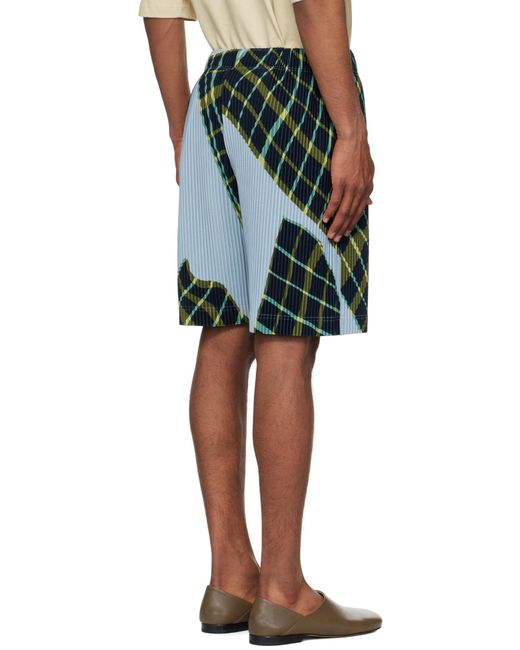 Homme Plissé Issey Miyake Blue Windswept Plaid Shorts for men