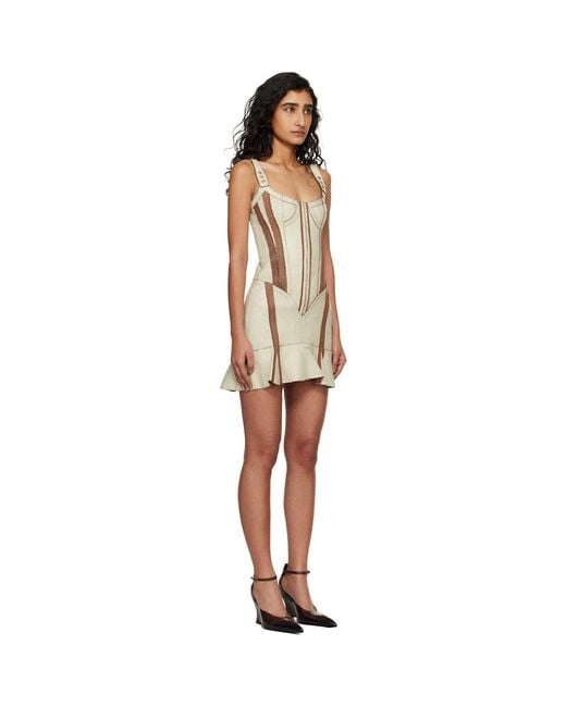 KNWLS Black Taupe & Scallop Leather Minidress