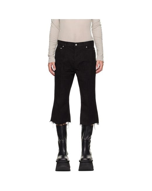 Rick Owens Black Tower Bolan Cutoff Jeans for men