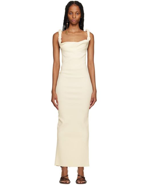 jacquemus beige dress Jacquemus La Bomba Asymmetric Beige Midi Dress