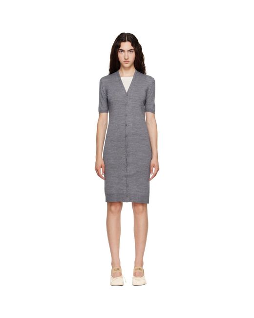 MM6 by Maison Margiela Gray Off- Trompe L'Oeil Cardigan Midi Dress