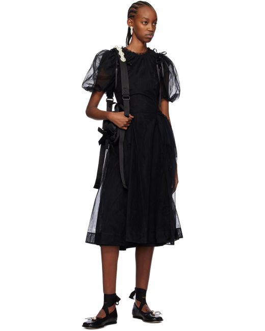 Simone Rocha Brown Black Heart Toe Ribbon Bow Ballerina Flats