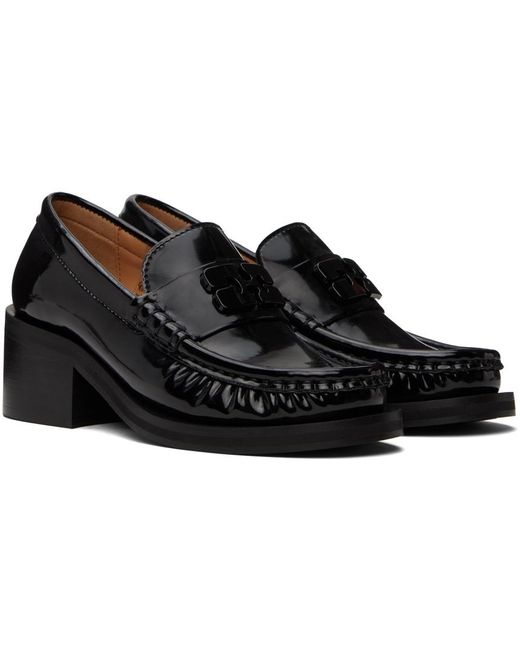 Ganni Black Butterfly Logo Mid Heel Loafers