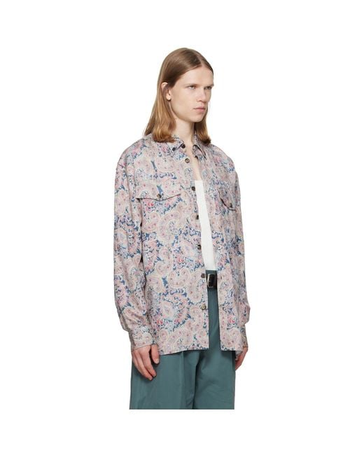 Dries Van Noten Gray Loose Jacquard Shirt for men