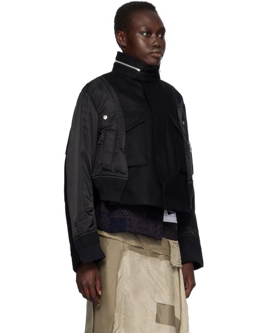 【sacai】ブラック パネル ボンバージャケット sacai: ブラック パネル ボンバージャケット | SSENSE 日本