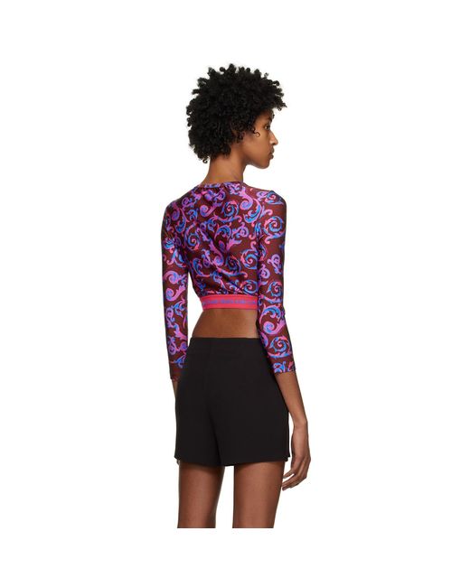 Versace Jeans Couture Purple Pink Sketch Couture Long Sleeve T-shirt