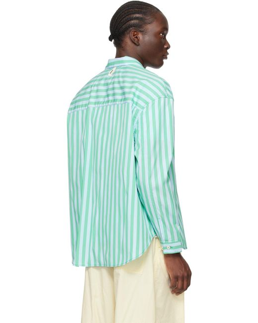 Sunnei Green Striped Shirt for men