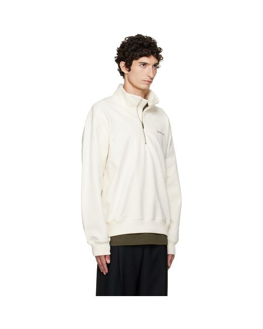 Helmut Lang White Off- Small Logo Quarter-Zip Sweatshirt for men