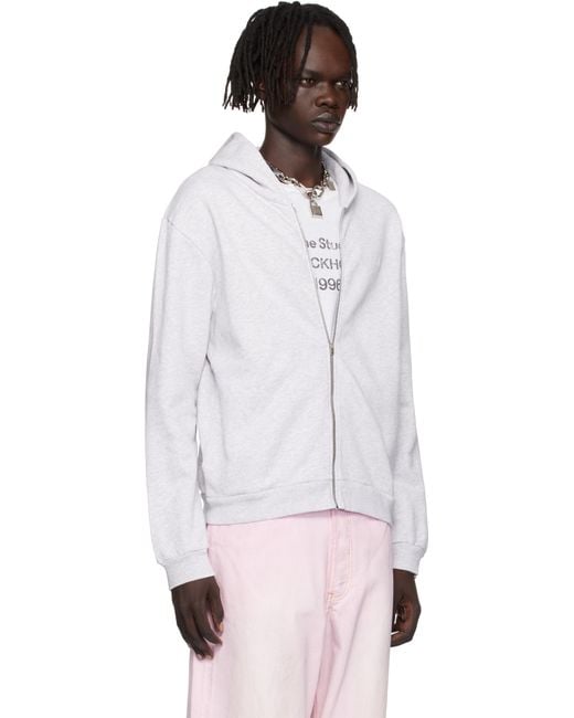Acne White Zipper Hoodie for men