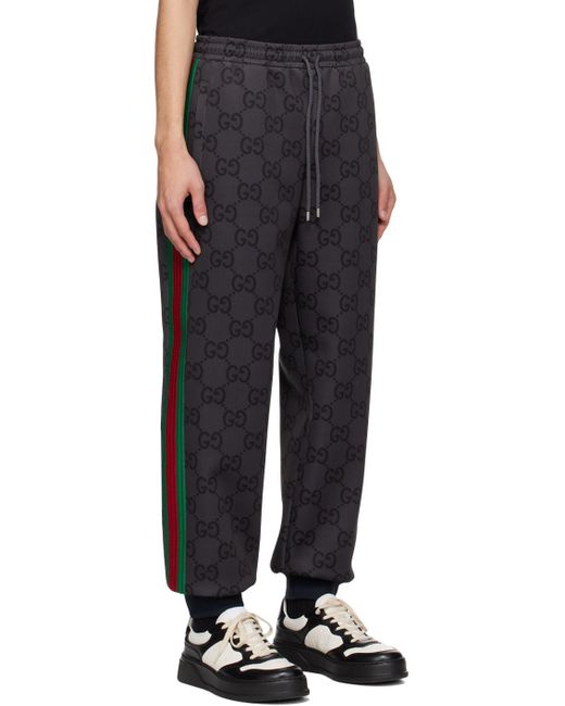 Pantalon de survêtement gris à motif gg Gucci pour homme en coloris Black