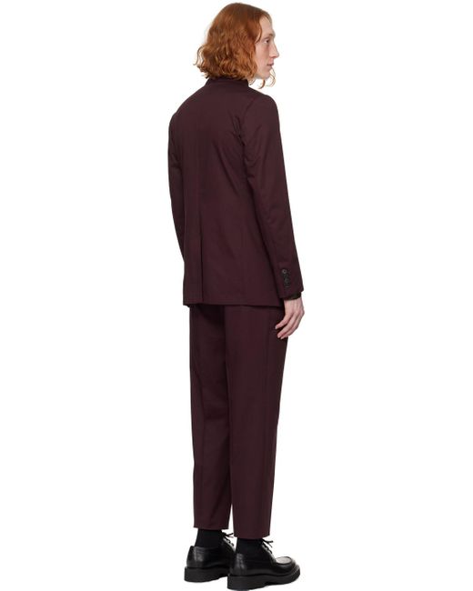 Dries Van Noten Black Burgundy Soft Constructed Suit for men