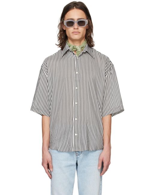 AMI Gray Off- Stripe Shirt for men
