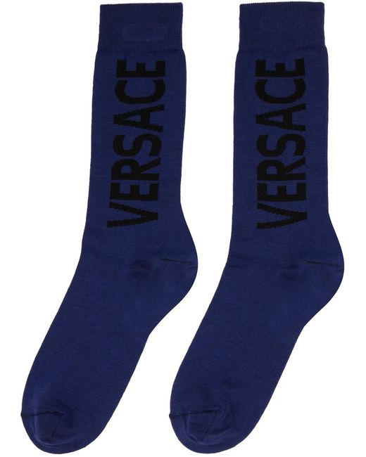 Versace Blue Cotton Socks for men