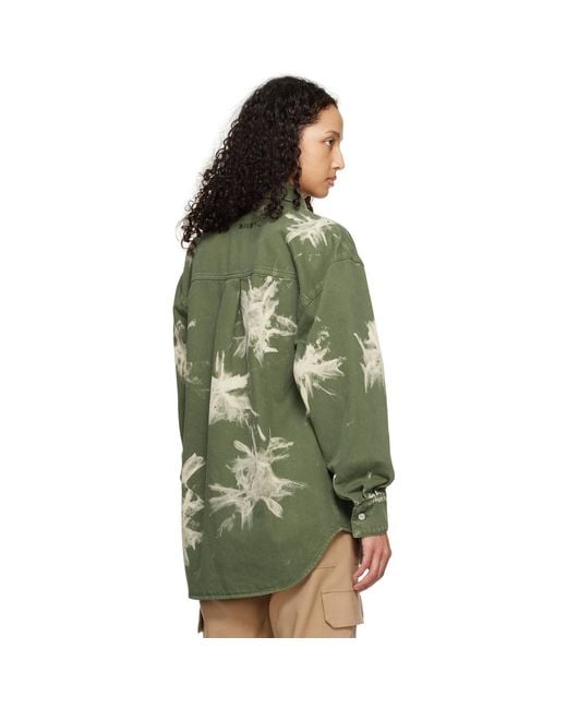 MSGM Green Bleach Denim Shirt