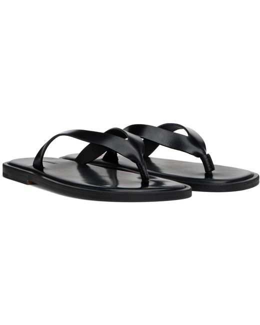 AURALEE Leather Tong Flip-Flops in Black | Lyst