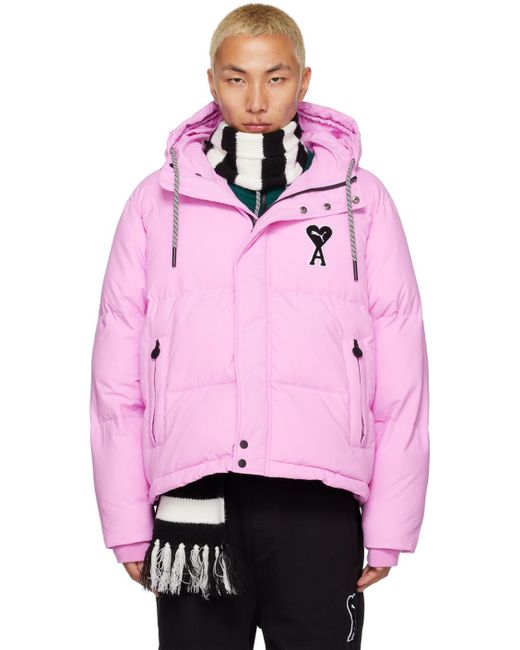 AMI Pink Puma Edition Puffer Jacket for men