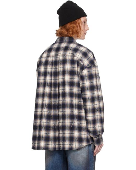 Tシャツ・カットソー JUUN.J Argyle Damaged Check Loose Fit Shirts Juun.J Argyle Damage Check Shirt in Blue for Men | Lyst