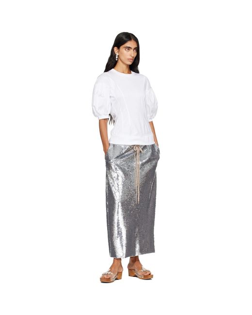 Simone Rocha White Puff Sleeve Sculpted Contrast T-Shirt