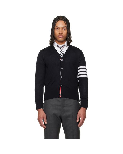 Thom Browne Black Merino Wool 4-Bar Classic Cardigan for men