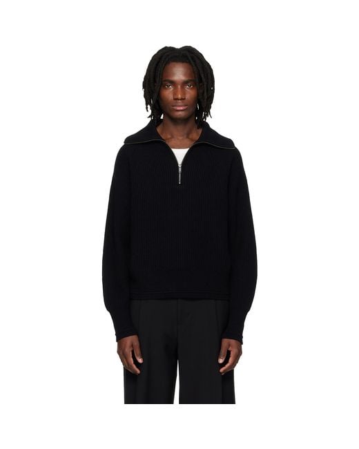 Entire studios Black Blimp Quarter Zip Sweater for men