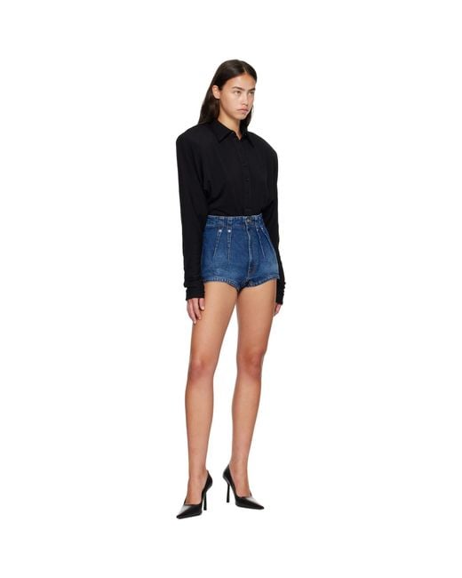 Mugler Blue Washed Denim Tailored Shorts