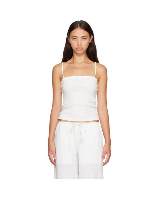 St. Agni White Organic Cotton Square Neck Camisole