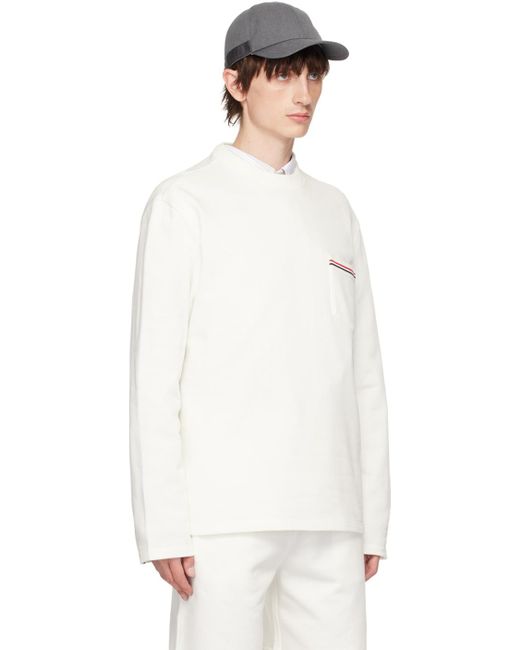 Thom Browne White Off- Oversized Sweatshirt for men