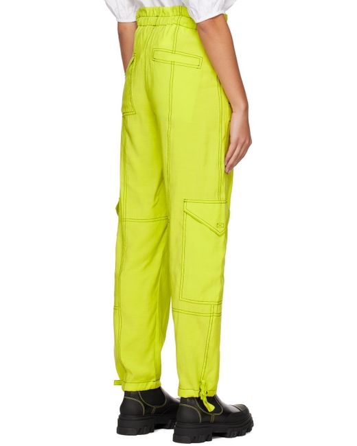 Ganni Yellow Light Slub Trousers