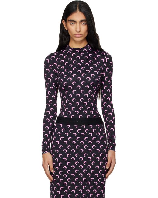 MARINE SERRE Blue Recycled Moon Jersey Second Skin T-Shirt