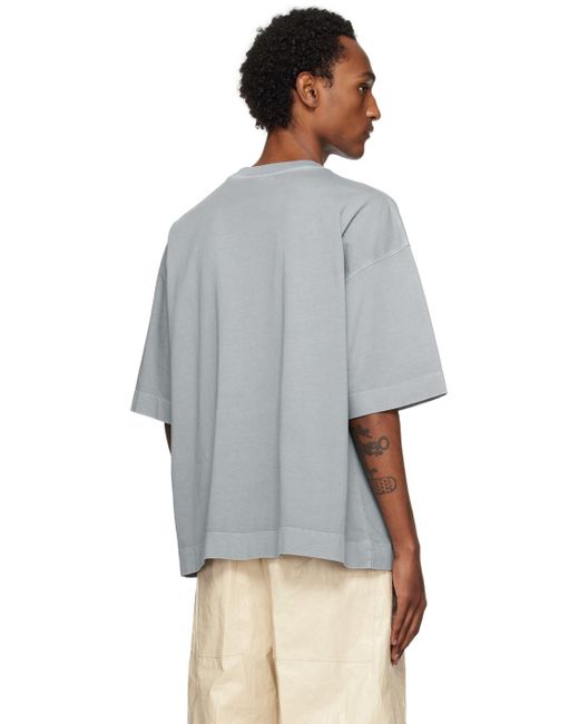 Dries Van Noten Gray Blue Oversized T-shirt for men