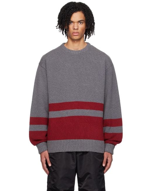 Beams Plus Red Horizontal Stripe Sweater for men