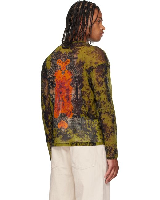 Haut Surdimensionné Noir Et Kaki À Imprimé Médaillon Jean Paul Gaultier pour homme en coloris Black