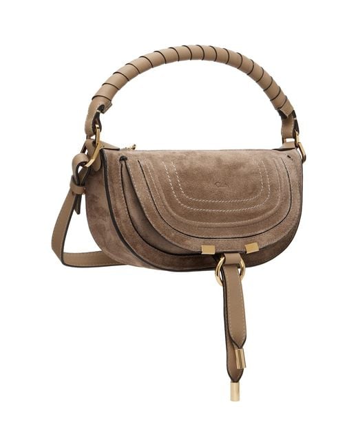 Chloé トープ ミニ Marcie スエードレザー ショルダーバッグ Brown