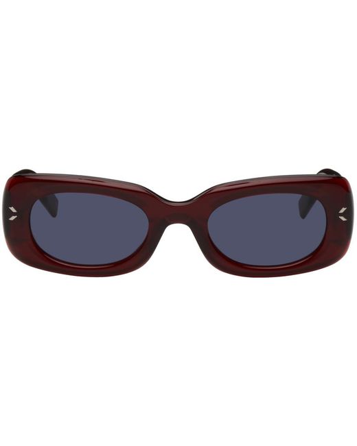 McQ Alexander McQueen Black Mcq Burgundy Rectangular Sunglasses