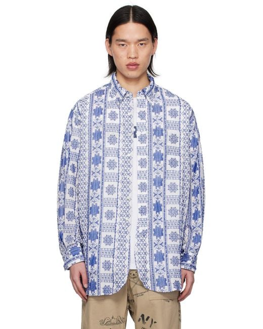 Engineered Garments Blue Embroidered Shirt for men