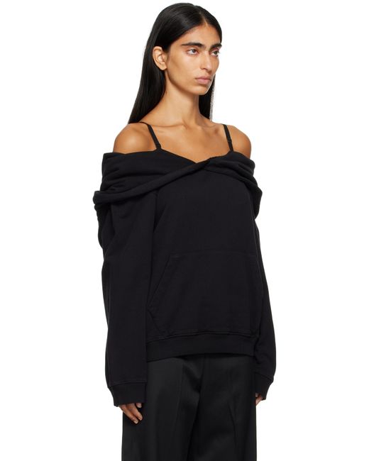 MM6 by Maison Martin Margiela ブラック オフショルダー フーディ Black