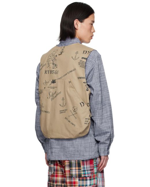 Engineered Garments Multicolor Khaki Graffiti Vest for men