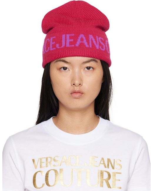 Versace Jeans Couture ジャカード ビーニー ピンク | Lyst