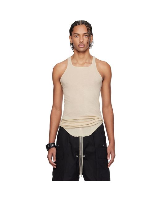 Rick Owens Black Off- Temple Basic Rib Tank Top for men