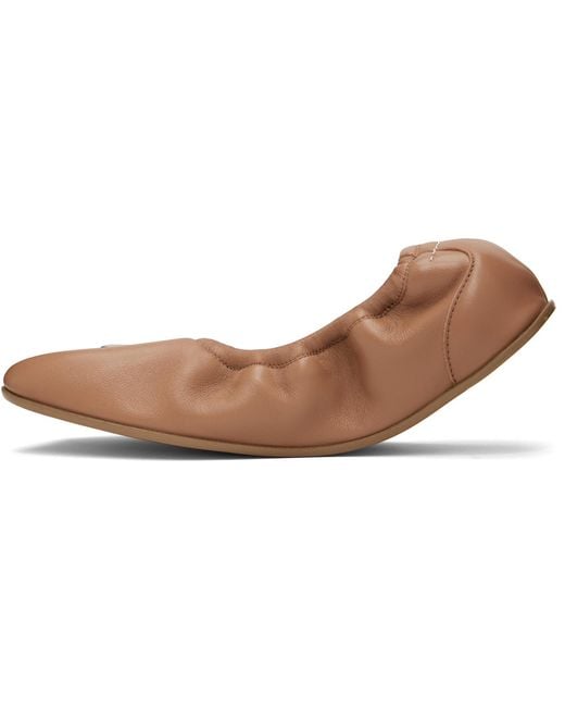 MM6 by Maison Margiela Brown Numeric Anatomic Ballerina Flats