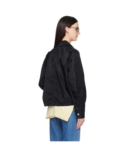 AMI Black Nylon 'Ami De Coeur' Stud Buttoned Jacket