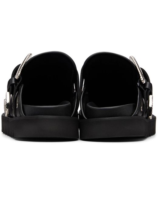 Toga Virilis Black Eyelet Metal Sabot Slip-On Loafers for men