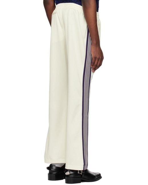 Needles White Off- Embroide Track Pants for men