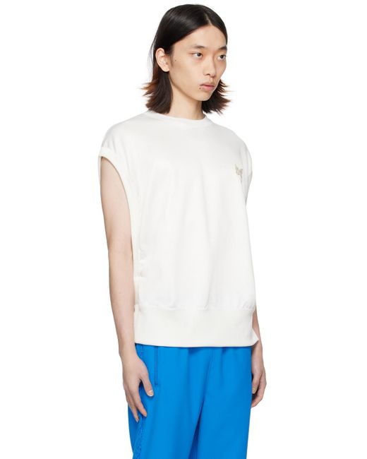Needles Blue Off-white Embroidered Tank Top for men